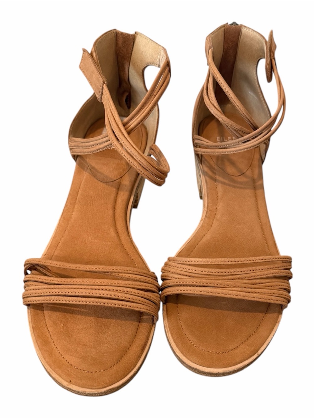 NEW Eileen Fisher Leather Strappy Sandals Heels Size 10 Tan